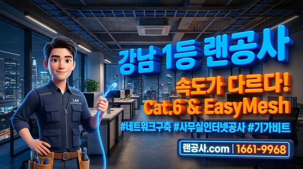 1d25bf84 9cd6 461d b3c6 16b16ff81e09 강남 사무실 랜공사 | Cat.6 25라인 포설 및 EasyMesh 무선 네트워크 구축 사례