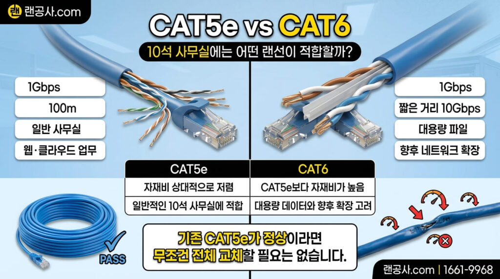 랜선 UTP cat5e와 ca6 차이